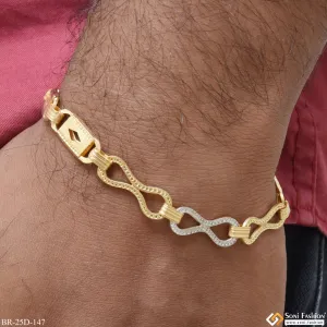 1 Gram Gold Plated 2 In 1 Prominent Design Nawabi Bracelet for Men - Style D147