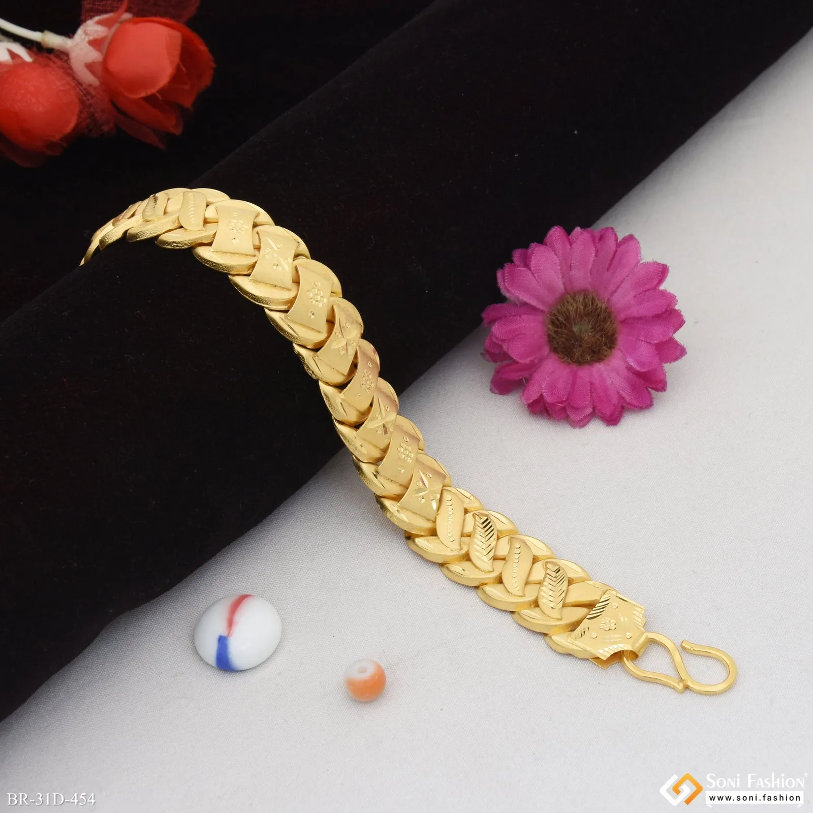 1 Gram Gold Plated Best Quality Pokal Bracelet for Men - Style D454
