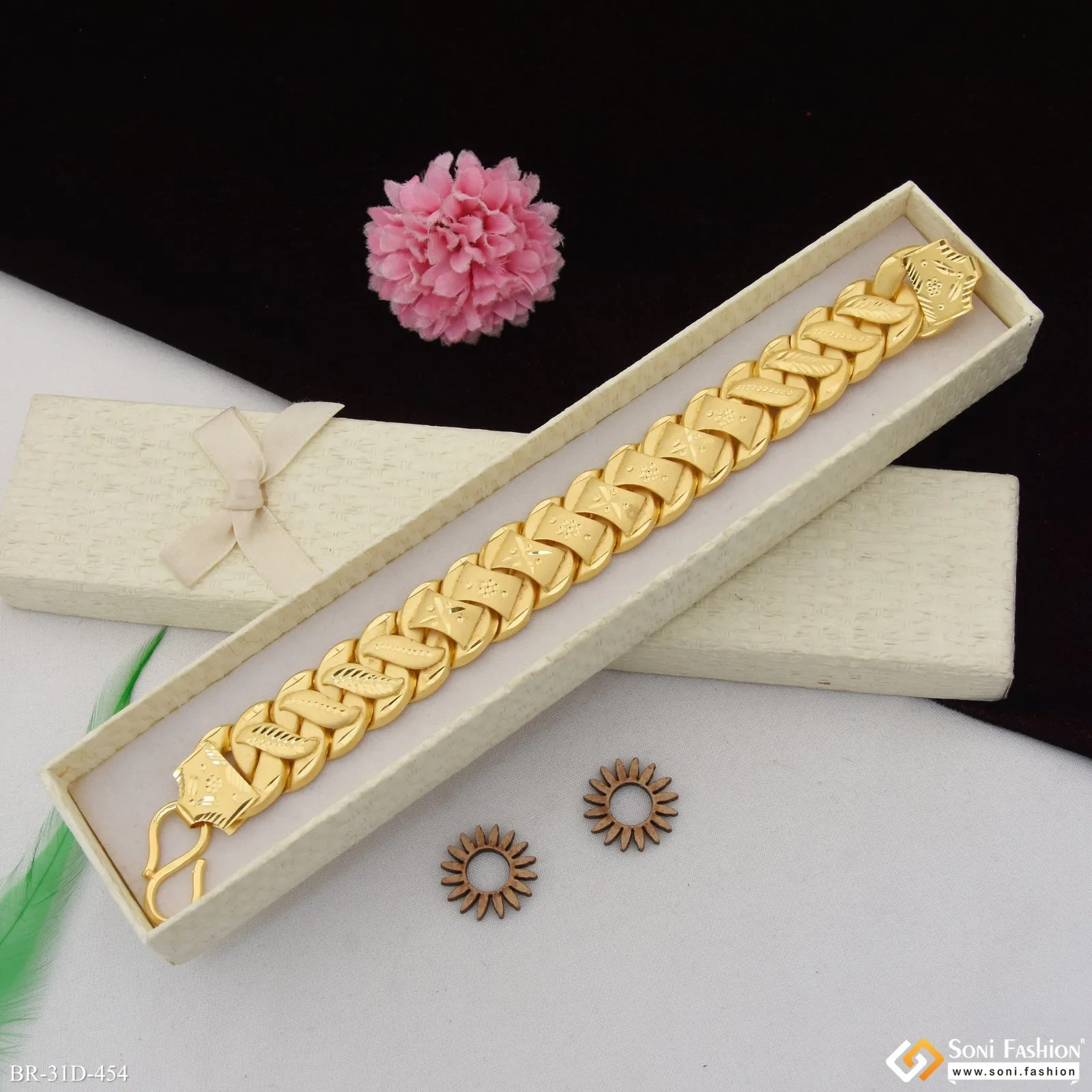 1 Gram Gold Plated Best Quality Pokal Bracelet for Men - Style D454