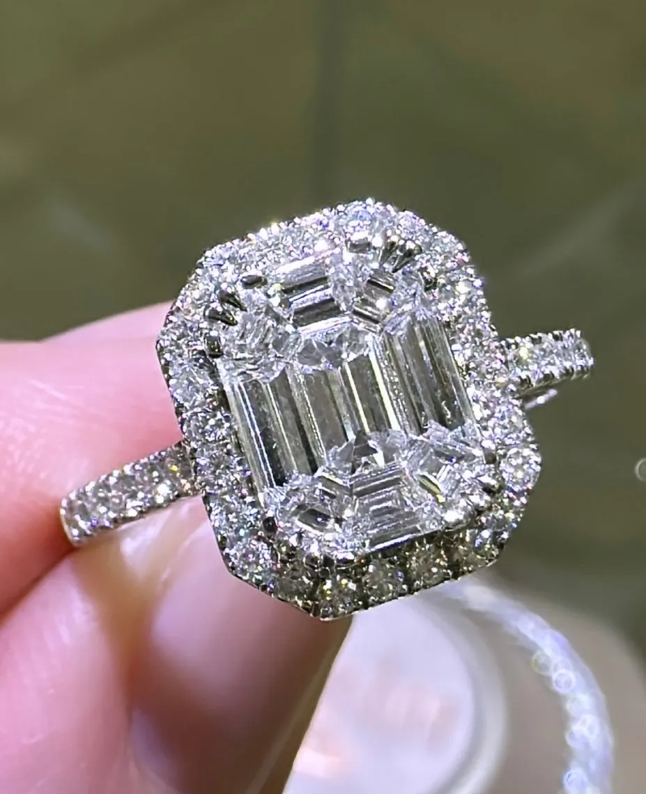 1.12ct tw Diamond Octagonal with Halo invisible Ring