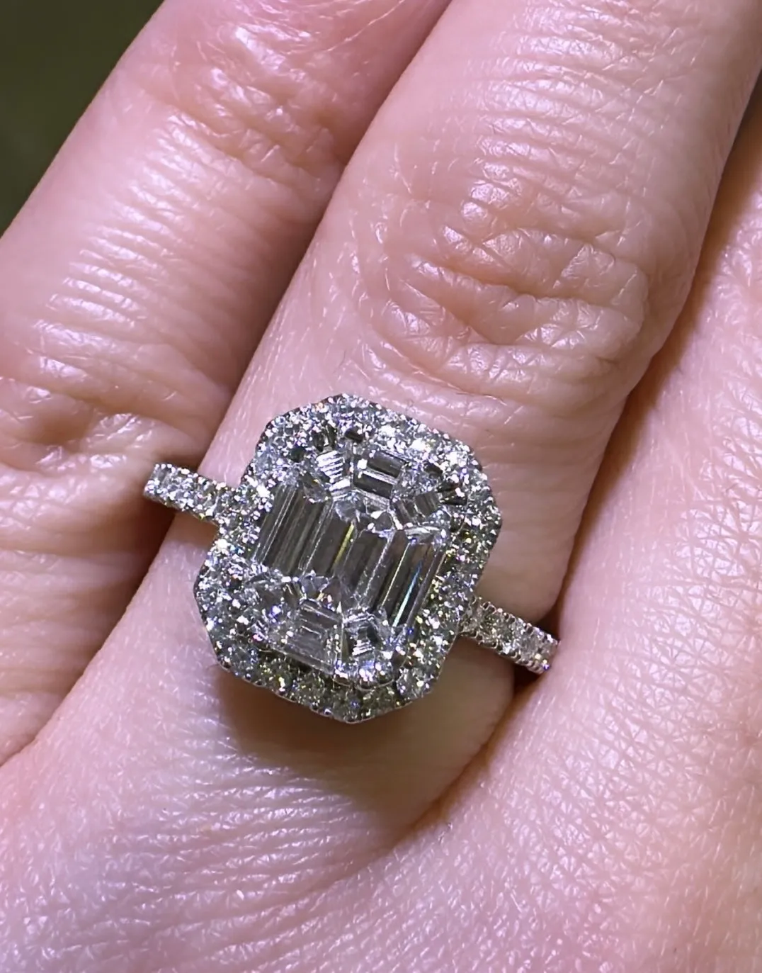 1.12ct tw Diamond Octagonal with Halo invisible Ring