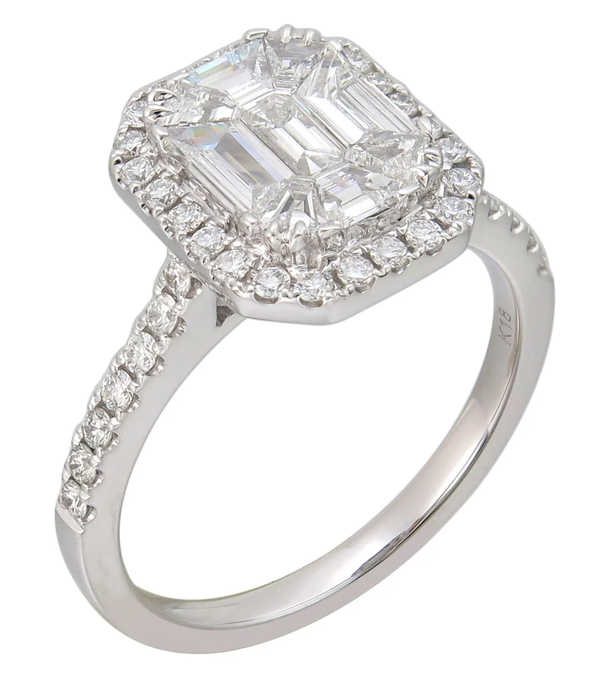1.12ct tw Diamond Octagonal with Halo invisible Ring