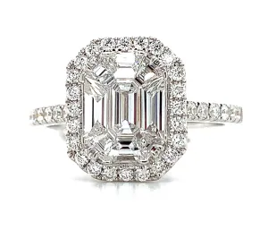 1.12ct tw Diamond Octagonal with Halo invisible Ring