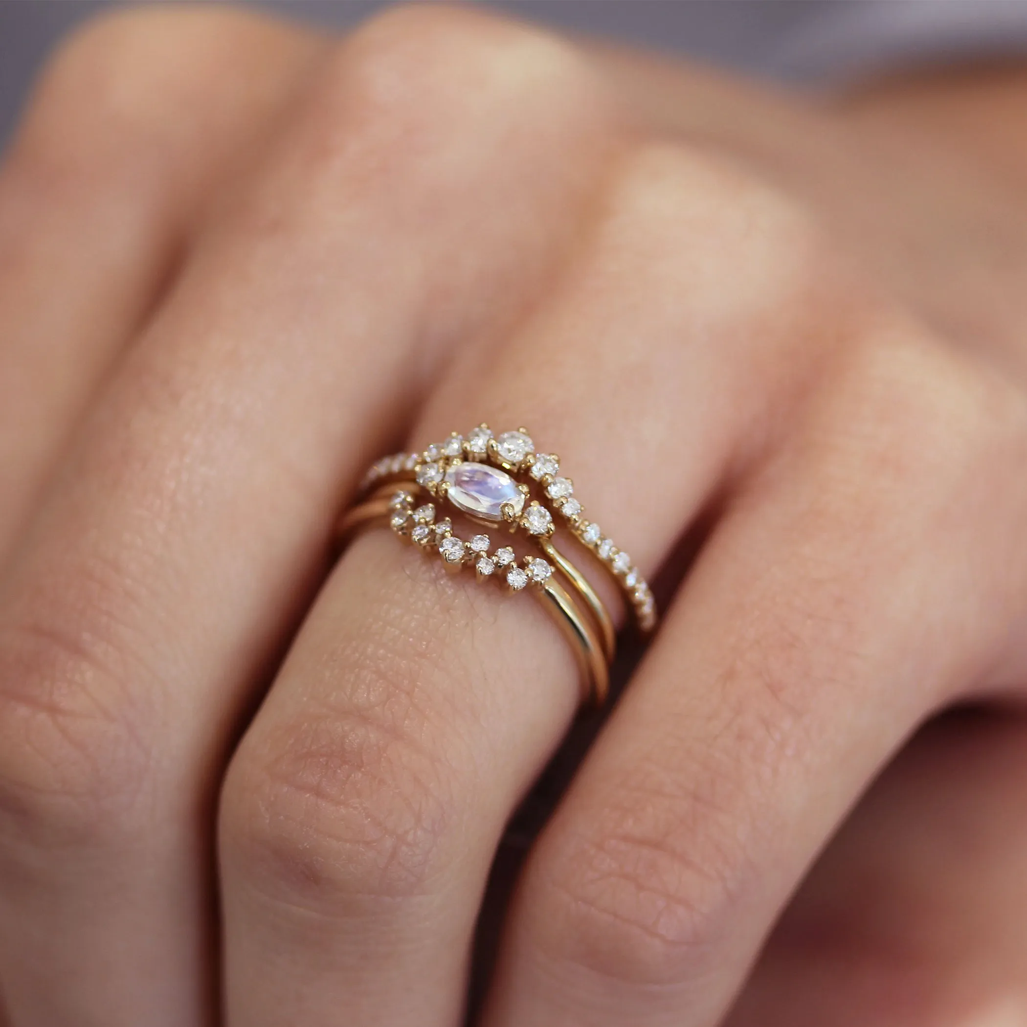 14K PETITE DIAMOND TIARA WITH SIDE PAVE BAND