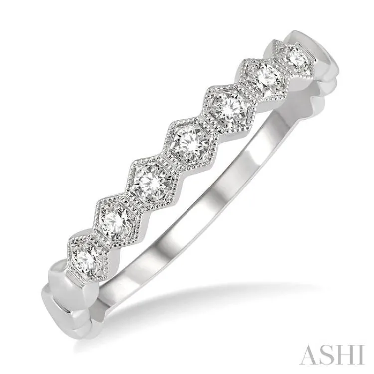 1/6 ctw Round Cut Diamond Stackable Wedding Band in 14K White Gold