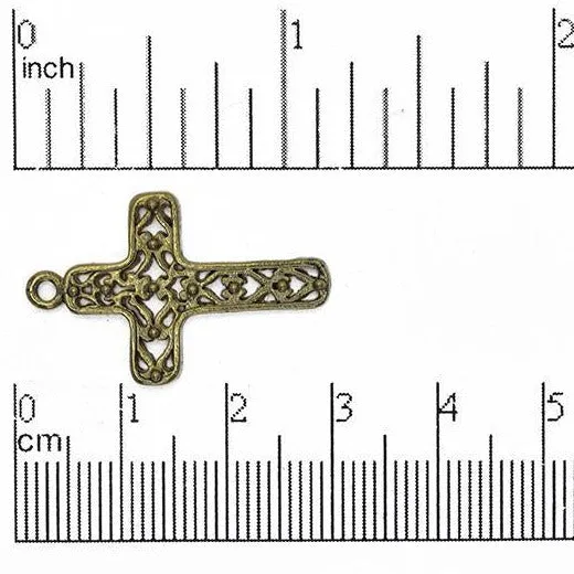 29mm x 19mm Ornate Filigree Cross Charm - Made of Pewter - Sold Individually - CBS 1253