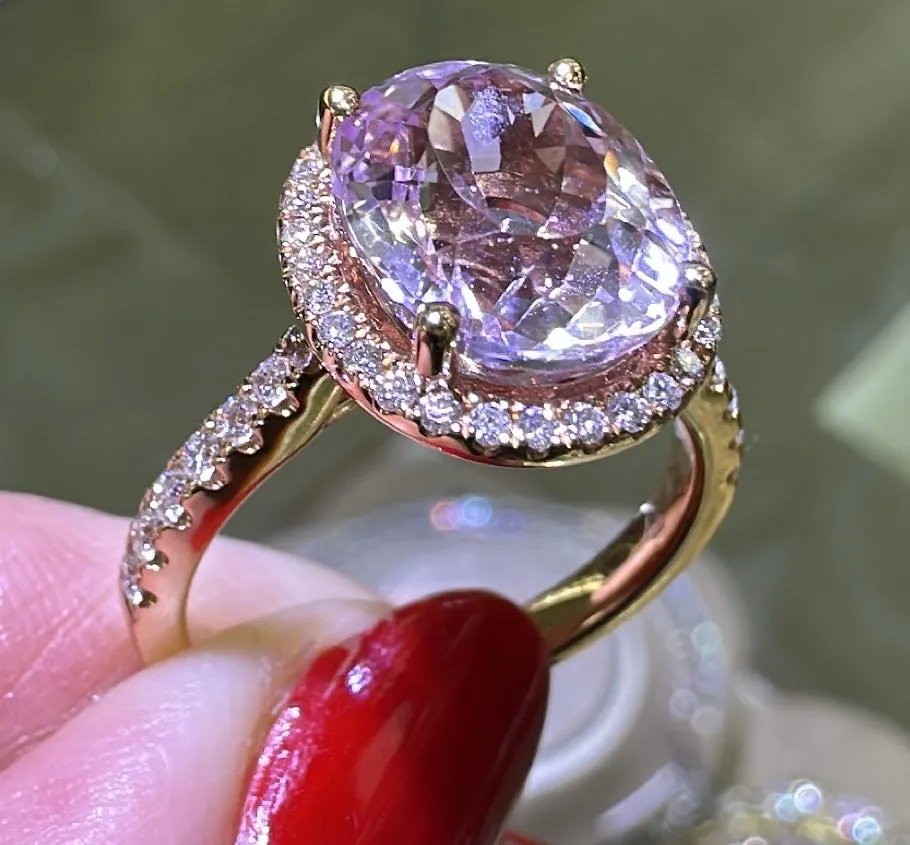3.89ct tw Kunzit & Diamond Cocktail Ring