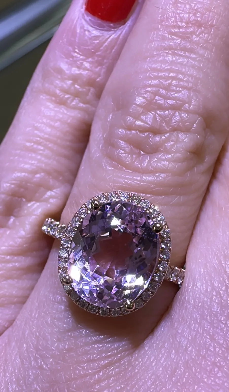 4.63carat Kunzit & Diamond Cocktail Ring