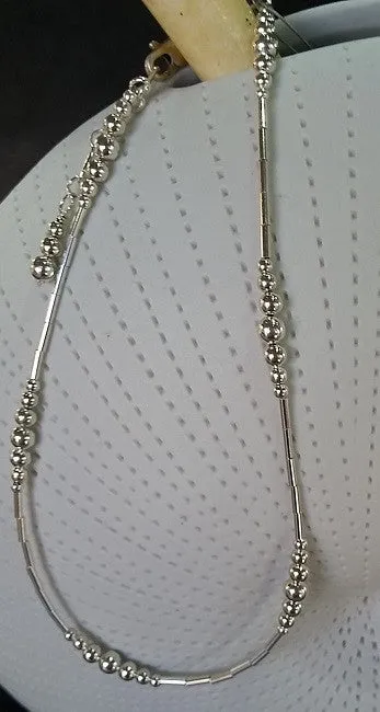 Anklet - Tube & Ball (Sterling Silver)