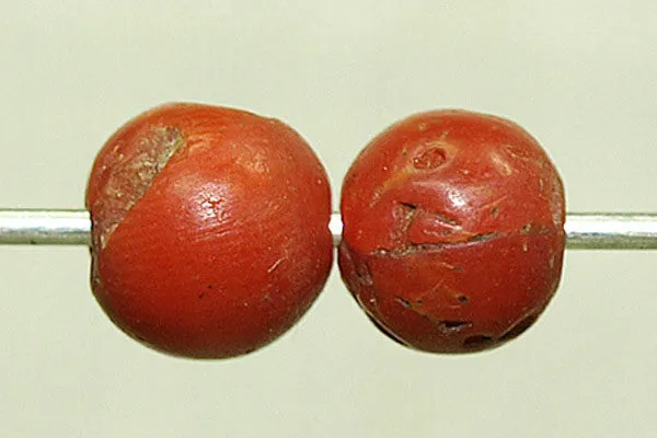 Antique Red Coral Round Bead from Yemen, 5.5-6mm