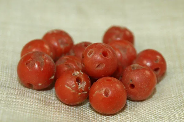 Antique Red Coral Round Bead from Yemen, 5.5-6mm