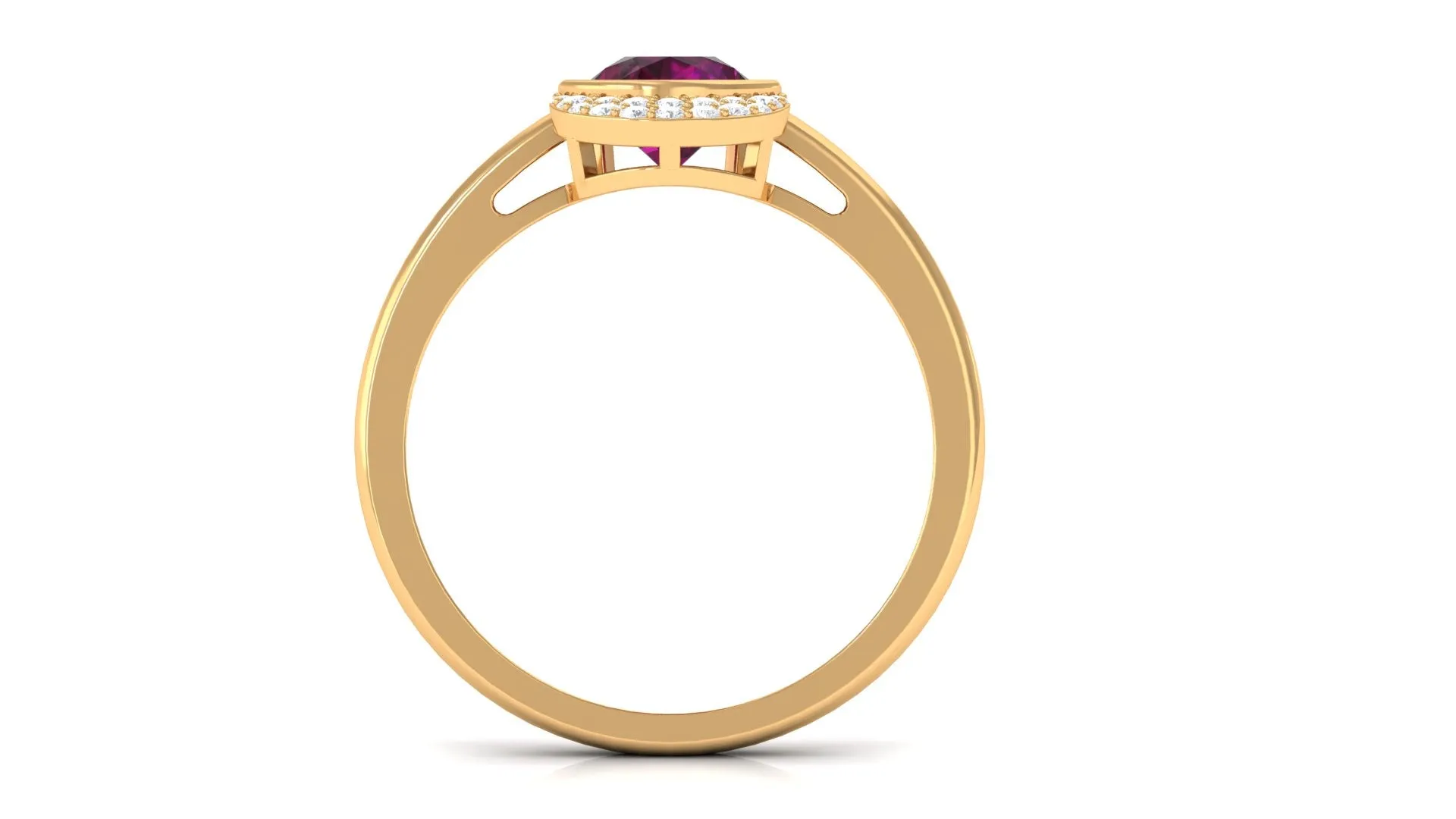 Bezel Set Rhodolite Teardrop Cocktail Ring with Diamond Accent