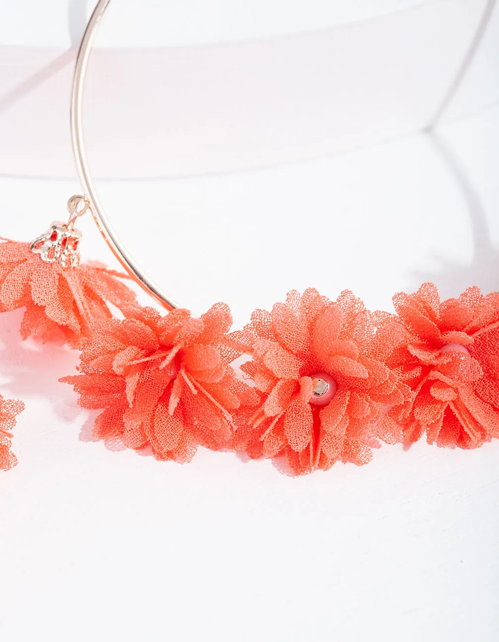 Coral Flowers Rose Gold Hoop