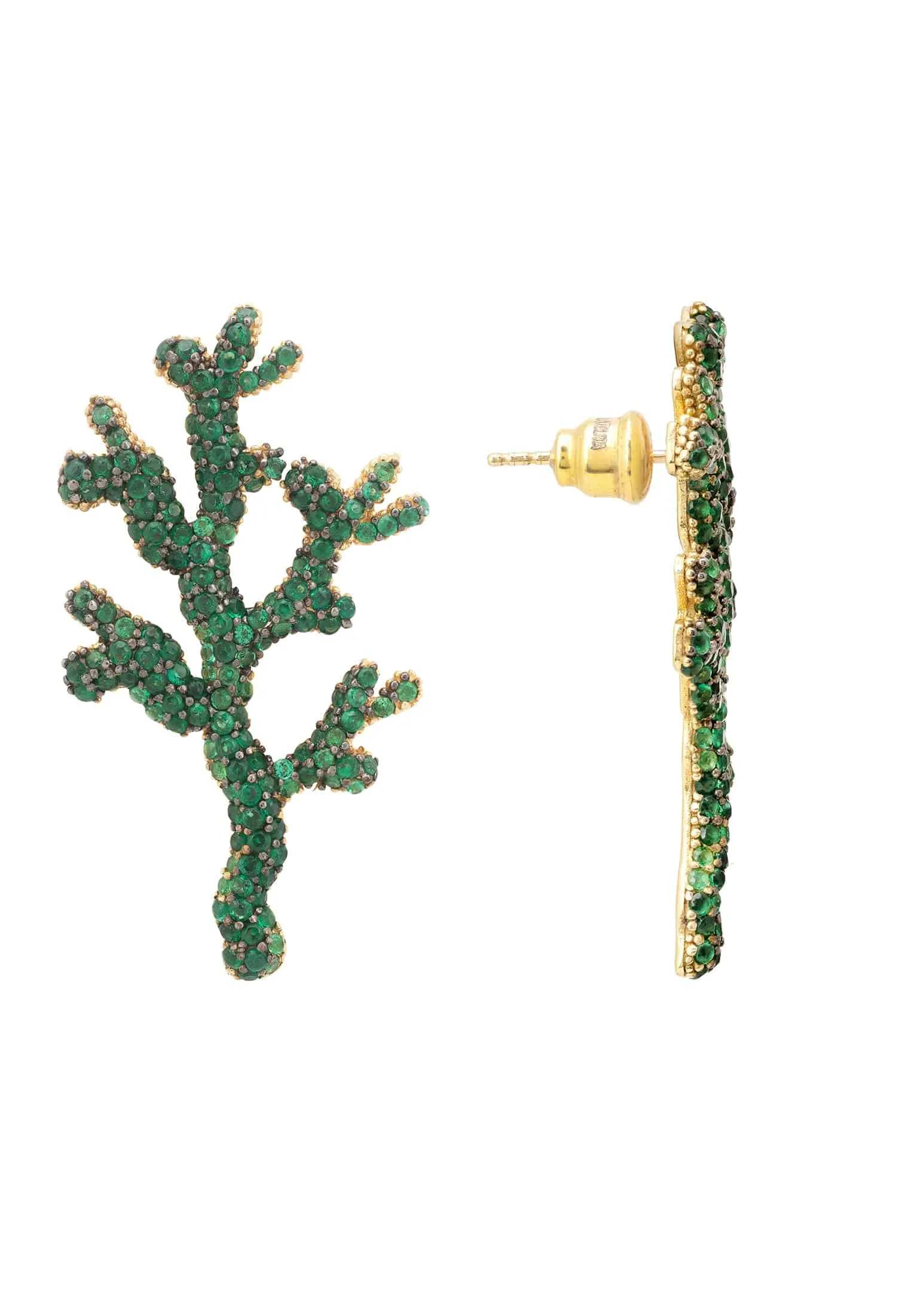 Coral Reef Earrings Green Cz