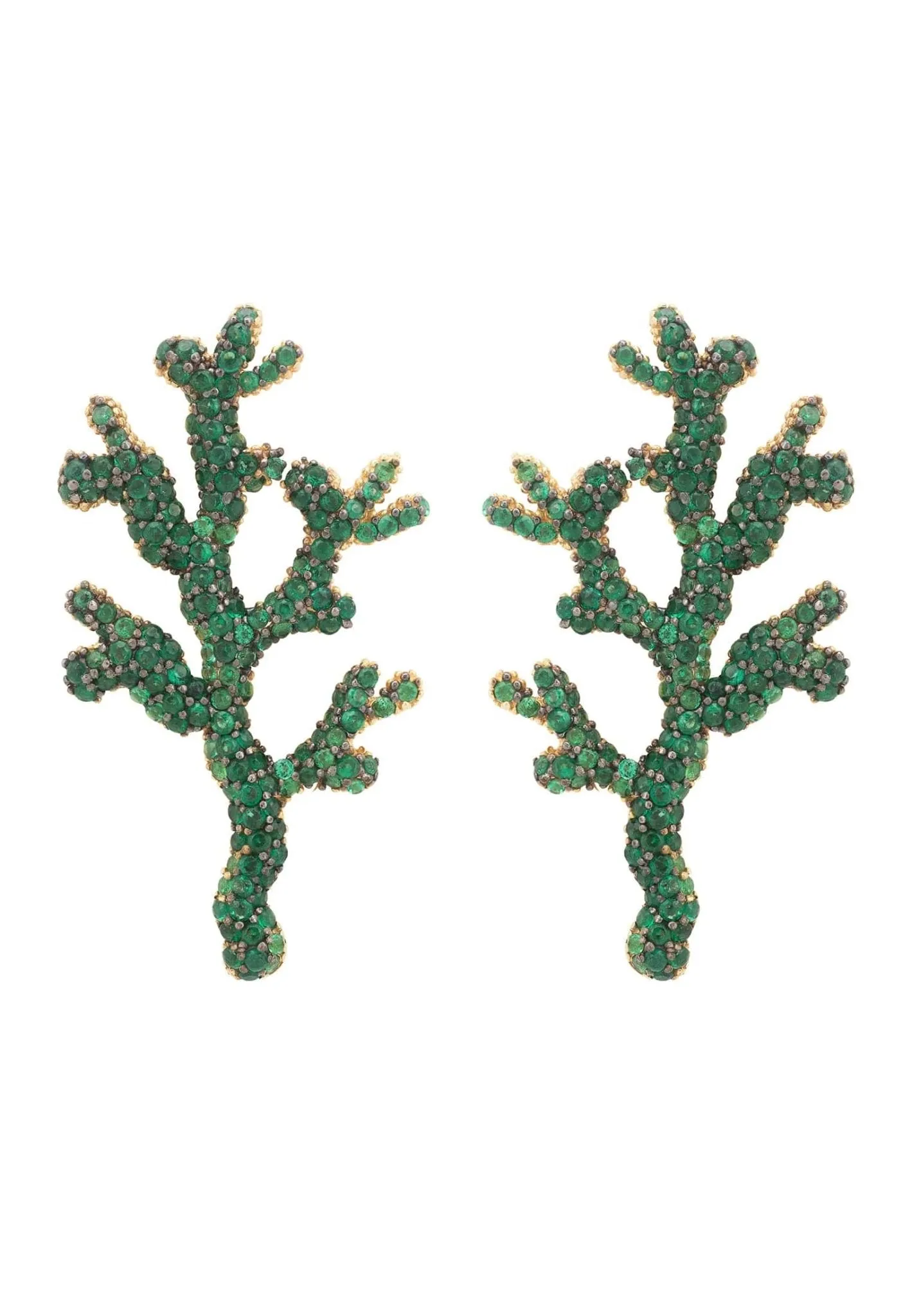 Coral Reef Earrings Green Cz