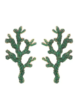 Coral Reef Earrings Green Cz