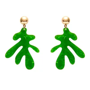Coral Ripple Drop Earrings - Green