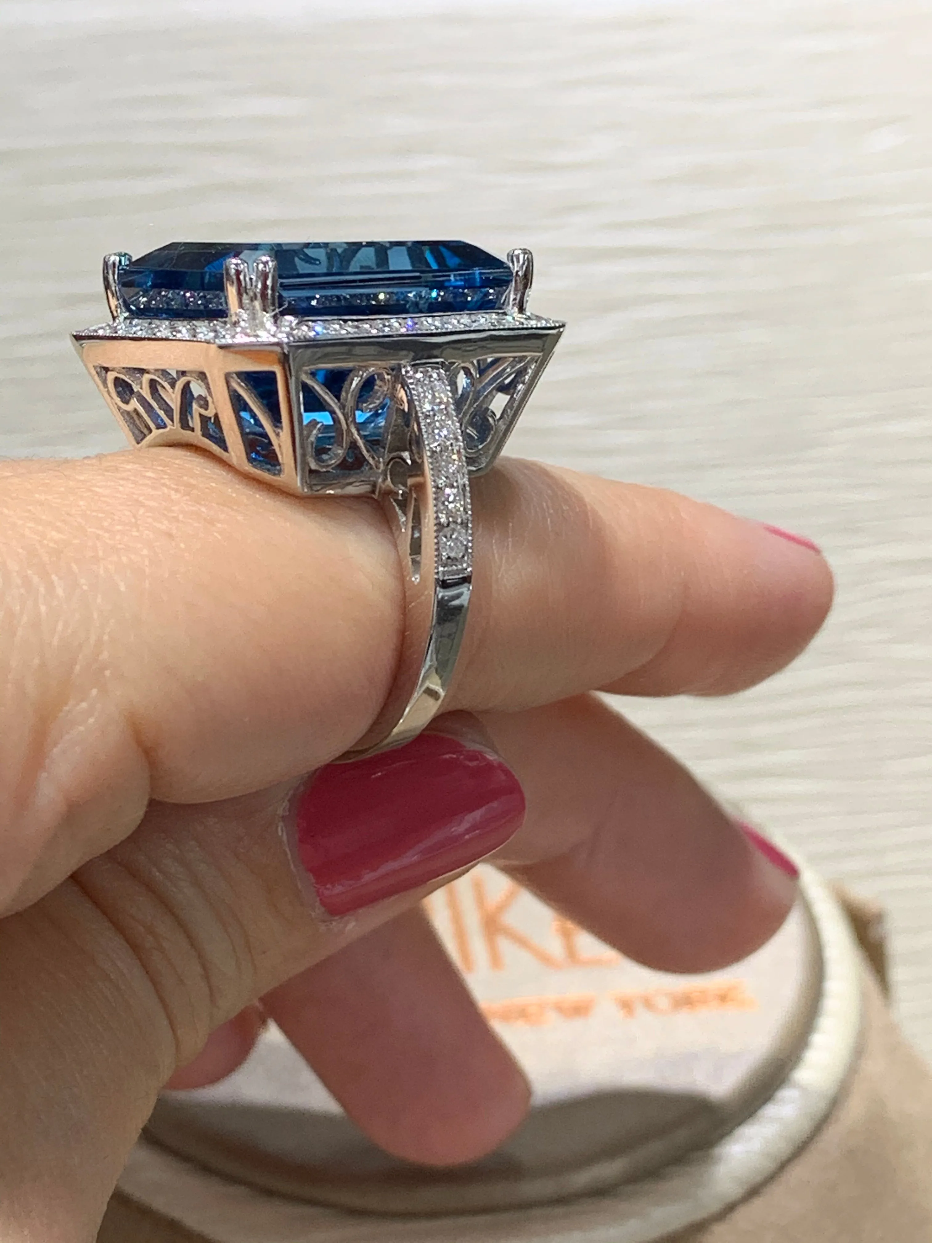 Diamond and 26.00ct London Blue Topaz Ring