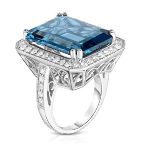 Diamond and 26.00ct London Blue Topaz Ring