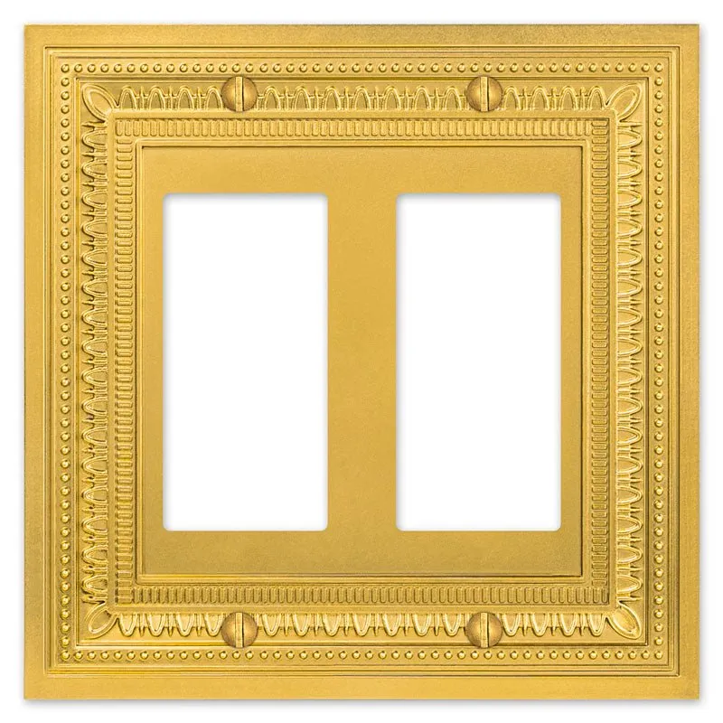 Filigree Border Satin Gold Cast - 2 Rocker Wallplate