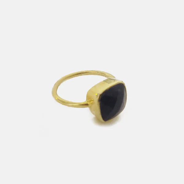 Gold-Dipped Blue Lapis Lazuli Ring