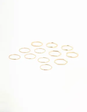 Gold Thin & Simple Rings 12-Pack