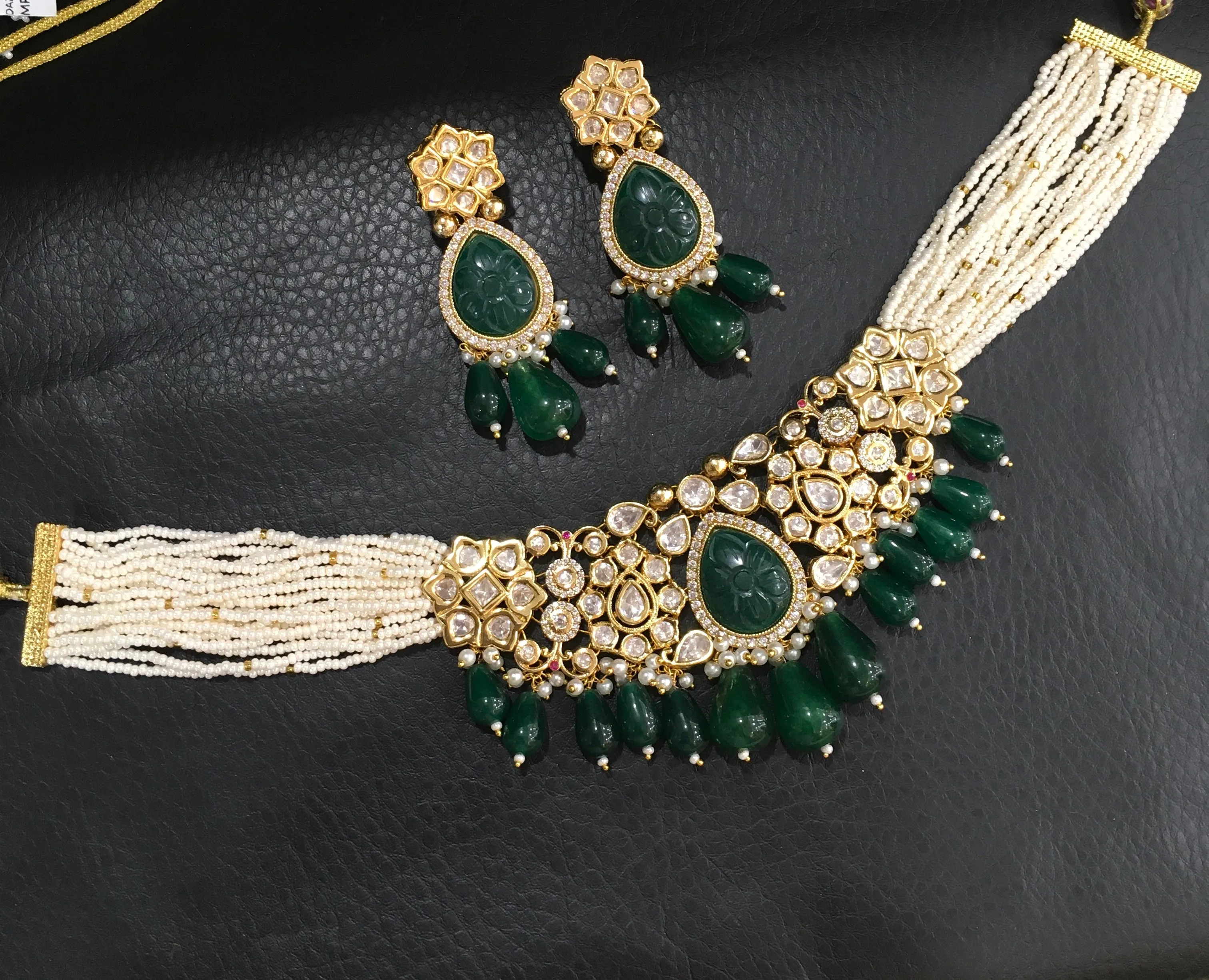 Green Kundan Necklace Set 20067-7251
