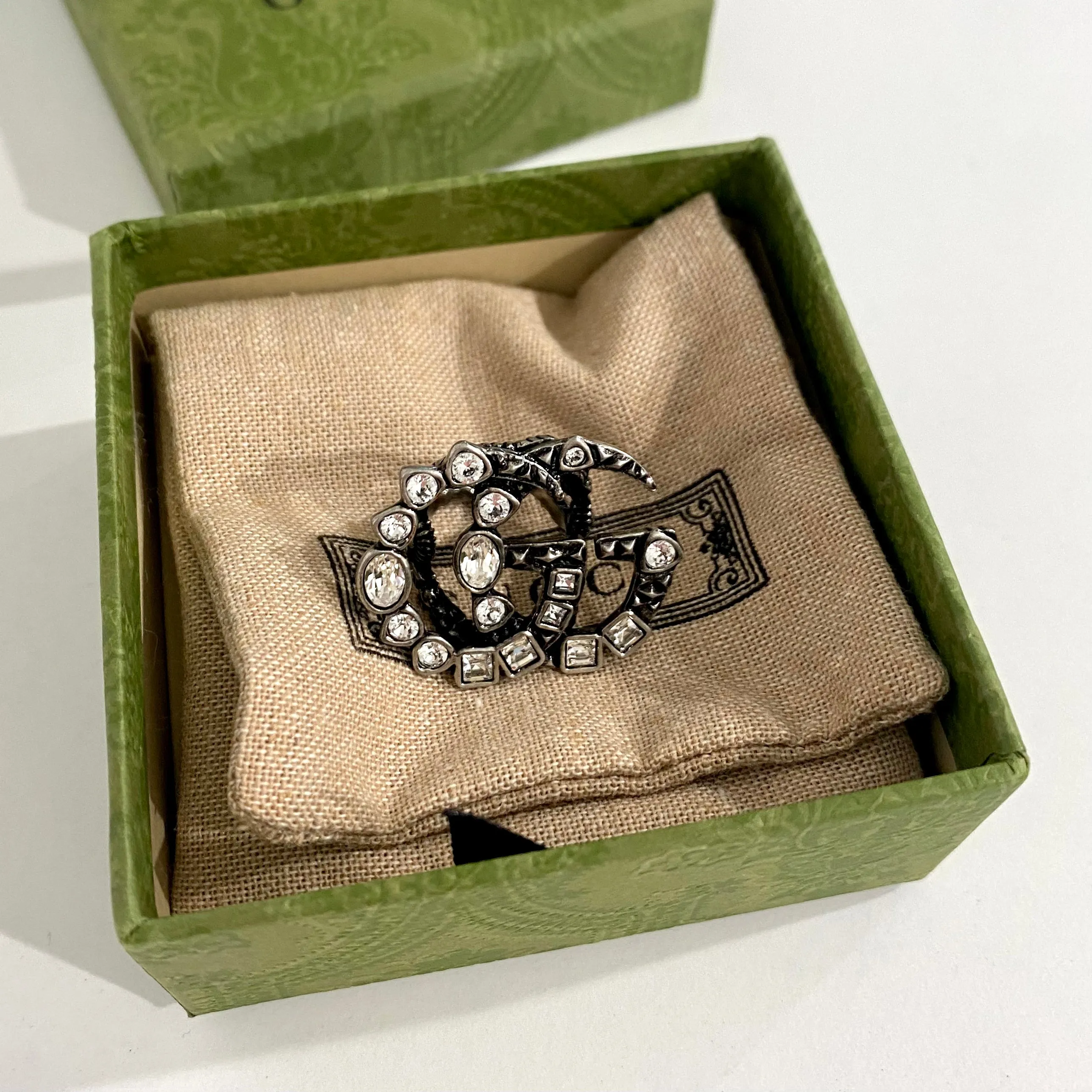 Gucci Crystal & Silver GG Ring