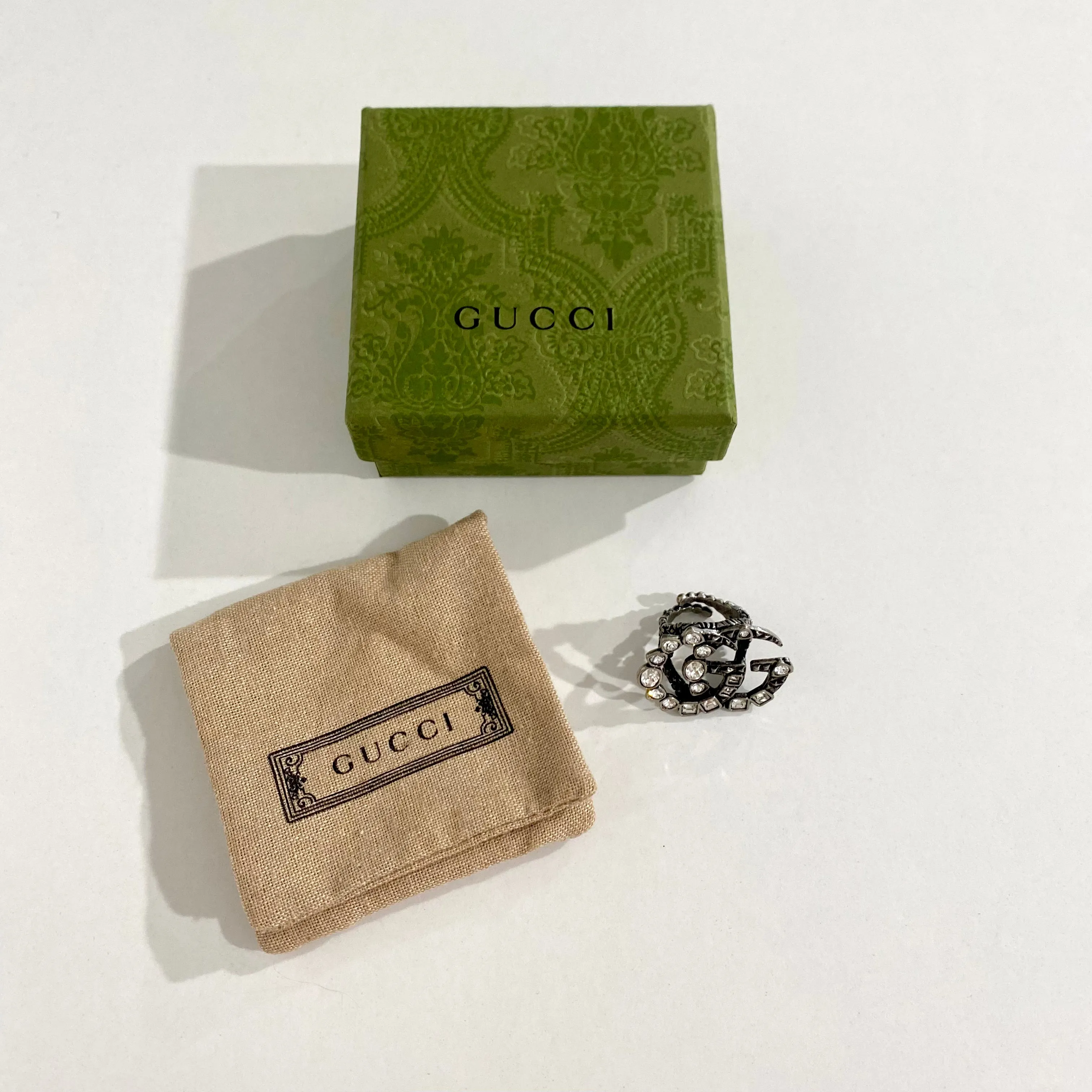 Gucci Crystal & Silver GG Ring