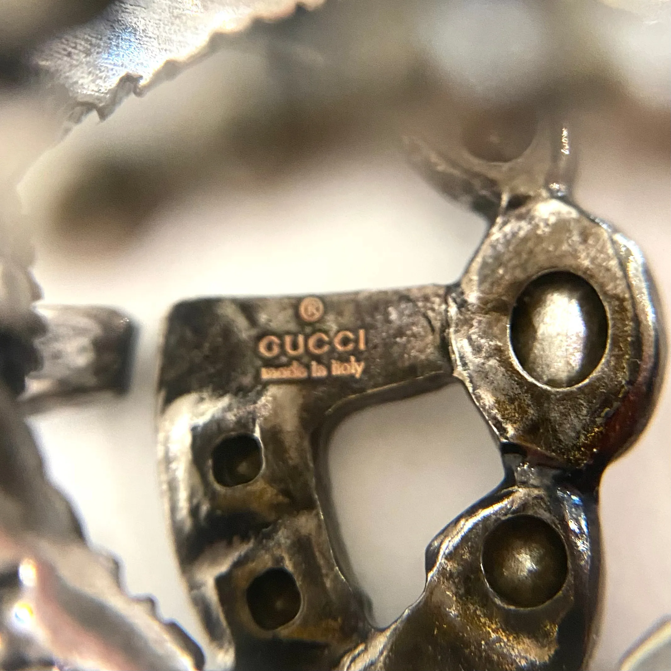 Gucci Crystal & Silver GG Ring
