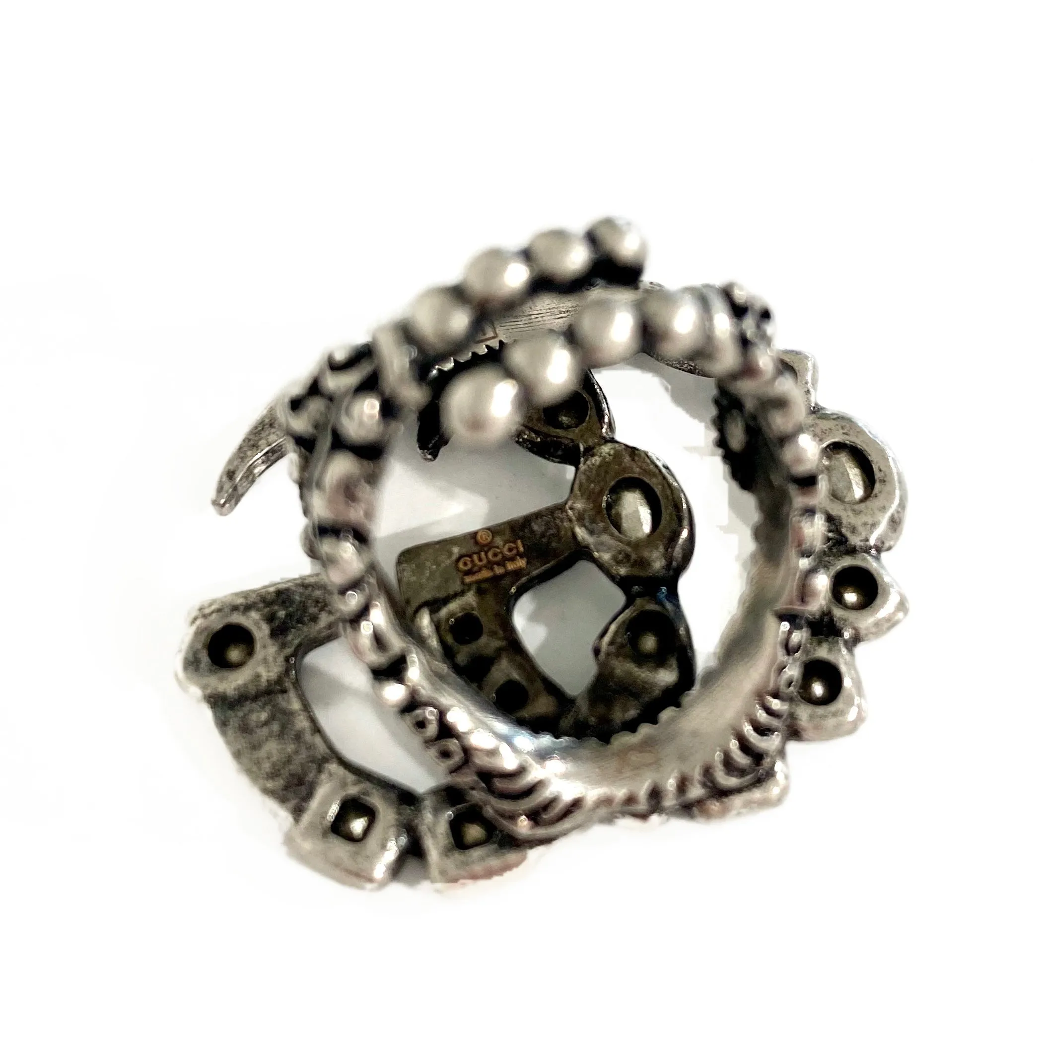 Gucci Crystal & Silver GG Ring