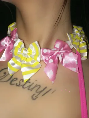Gyaru Yellow&Pink Bow Choker
