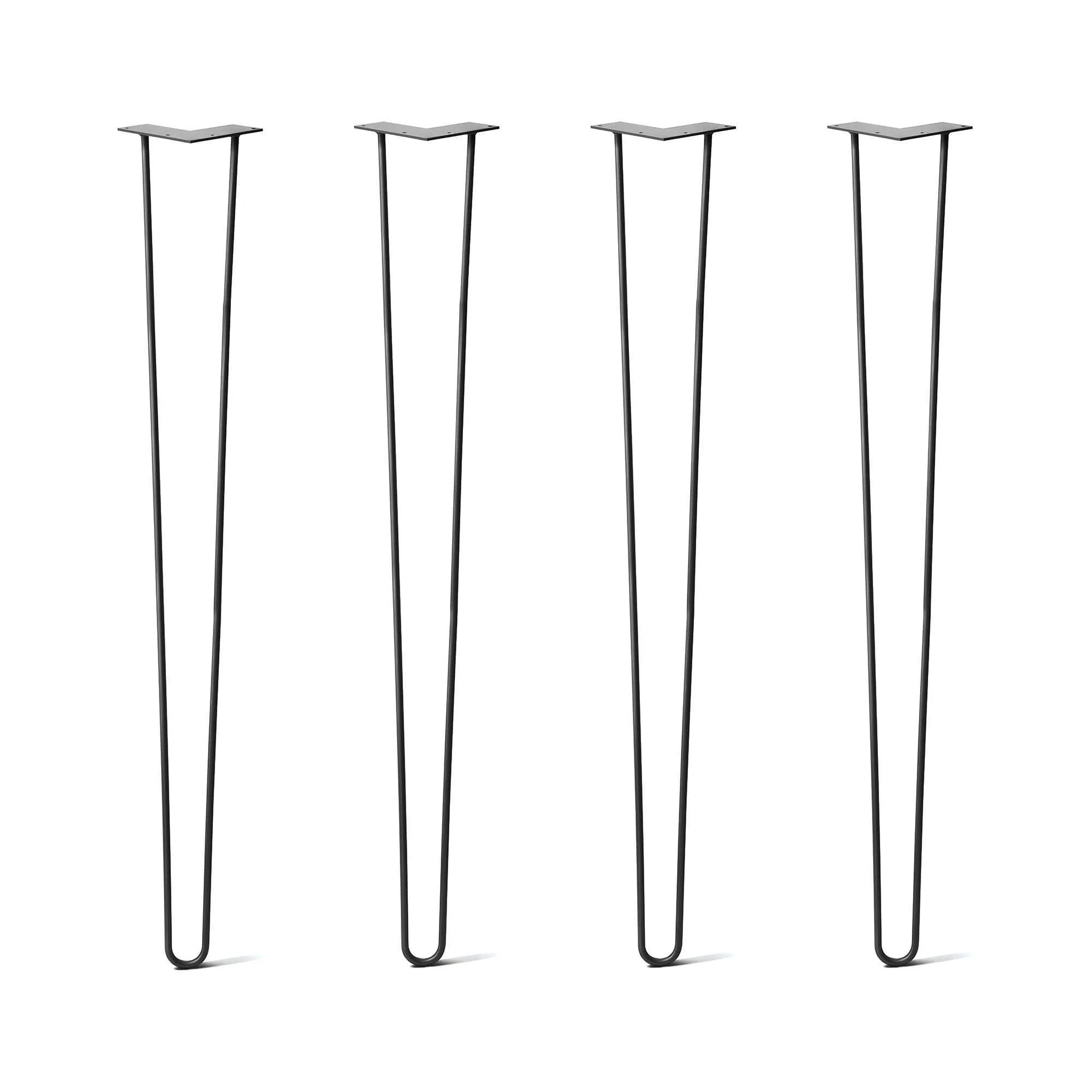 Hairpin Legs Set of 4, 2-Rod Design - Jet Black Satin Powder Coated Finish