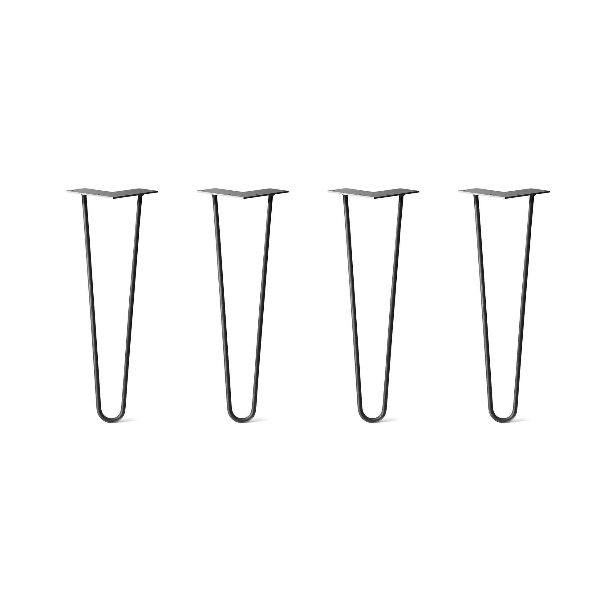 Hairpin Legs Set of 4, 2-Rod Design - Jet Black Satin Powder Coated Finish