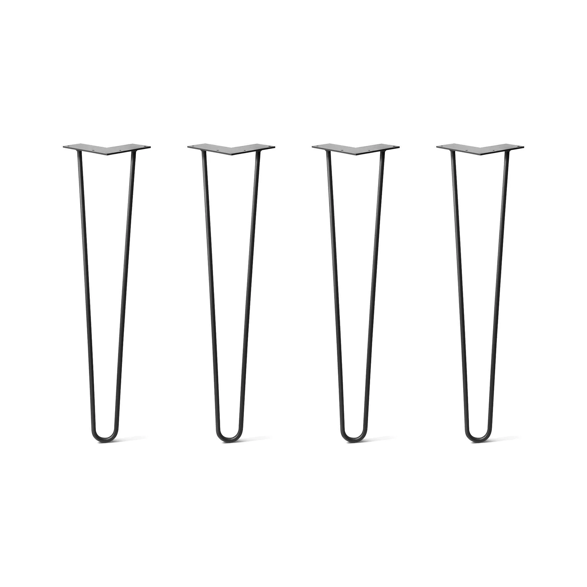 Hairpin Legs Set of 4, 2-Rod Design - Jet Black Satin Powder Coated Finish