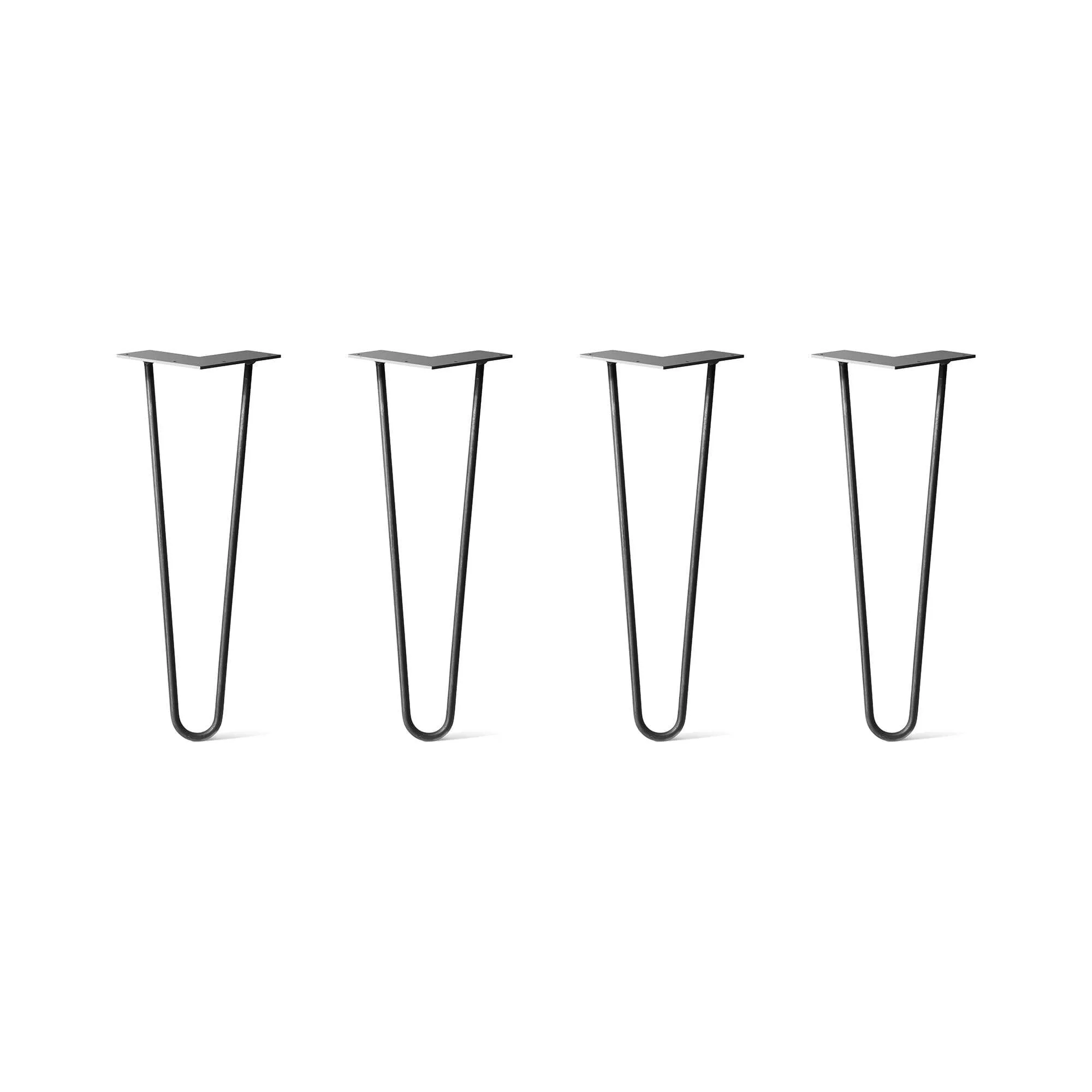 Hairpin Legs Set of 4, 2-Rod Design - Jet Black Satin Powder Coated Finish