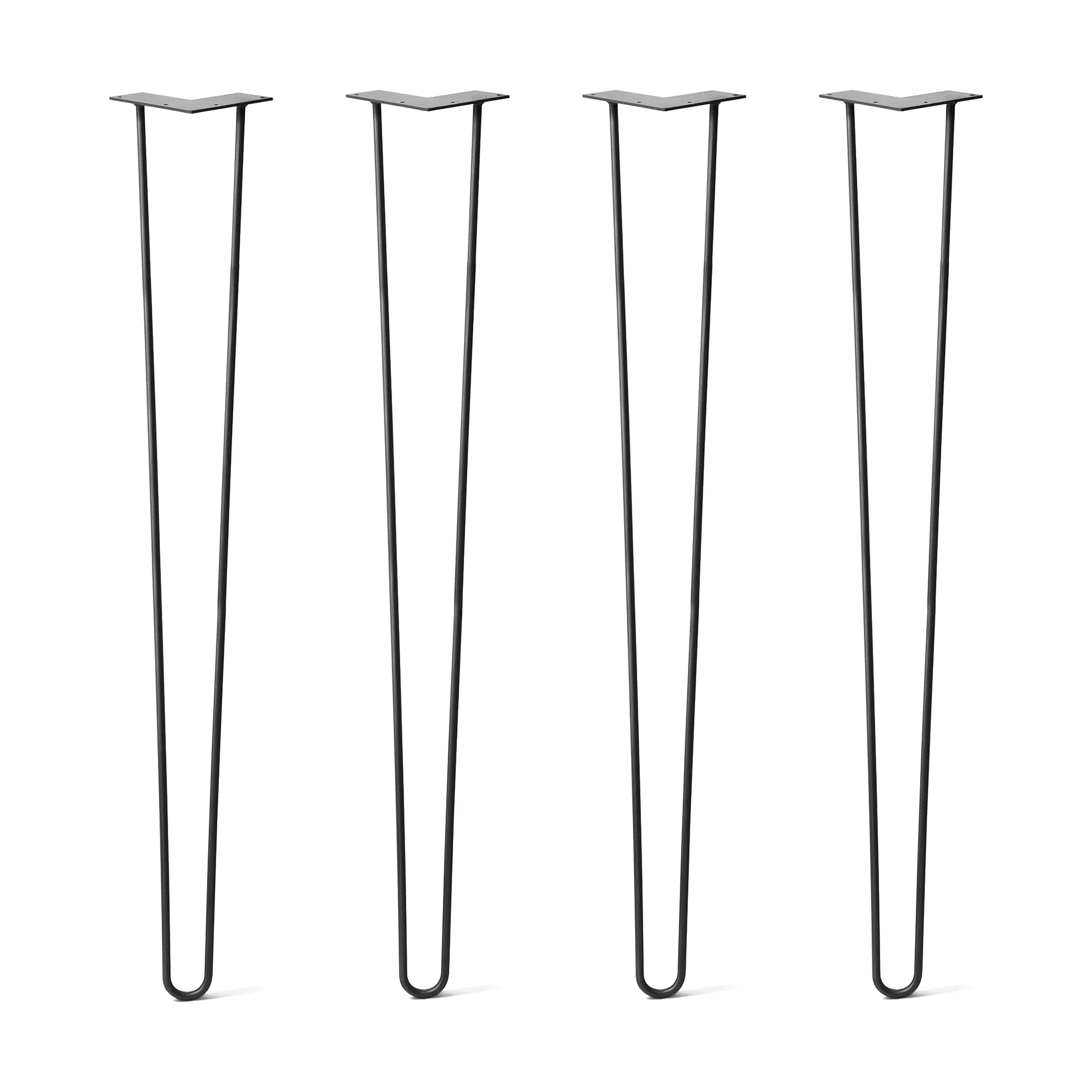 Hairpin Legs Set of 4, 2-Rod Design - Jet Black Satin Powder Coated Finish