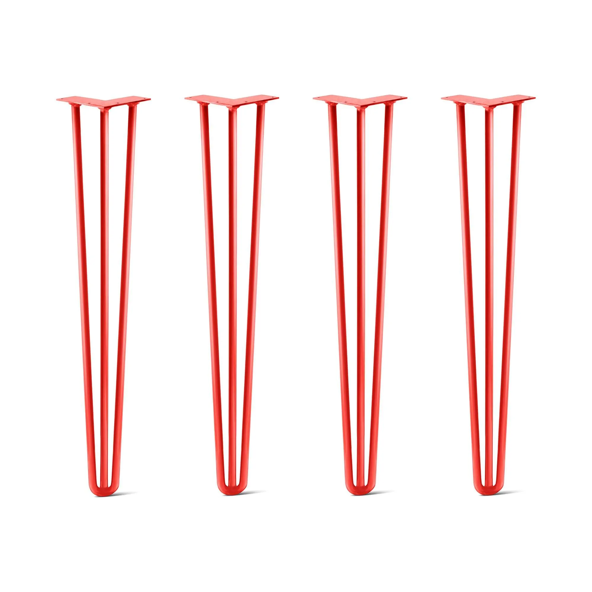 Hairpin Legs Set of 4, 3-Rod Design - Orange-Red Powder Coated Finish