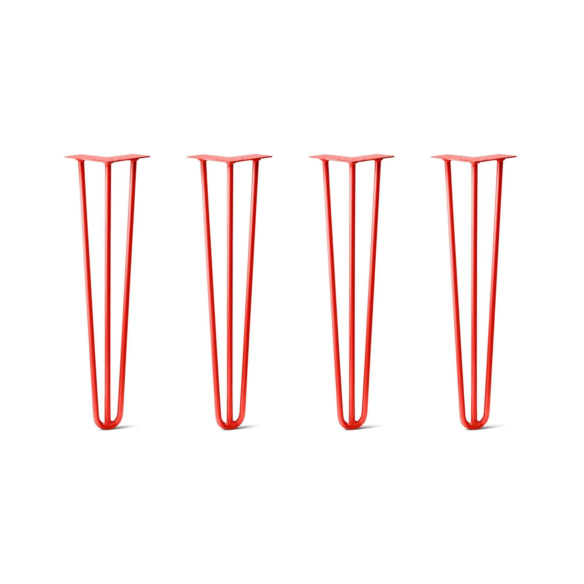 Hairpin Legs Set of 4, 3-Rod Design - Orange-Red Powder Coated Finish