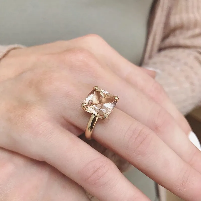 Kara Ring, Peachy Pink Morganite, 9kt Yellow Gold