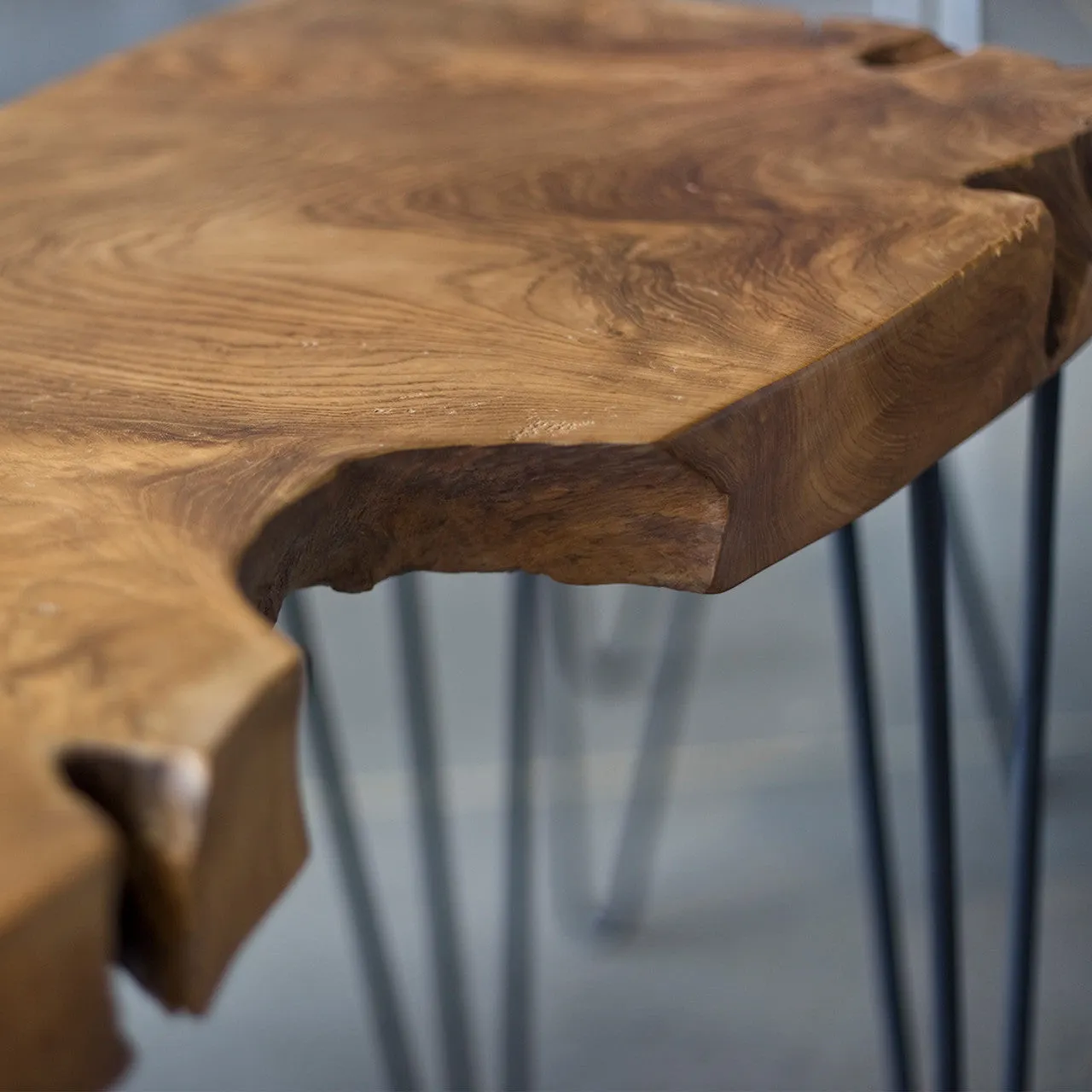 Live Edge Hairpin Console Table