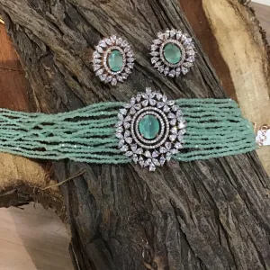 Mint Green Zircon/AD Choker Set