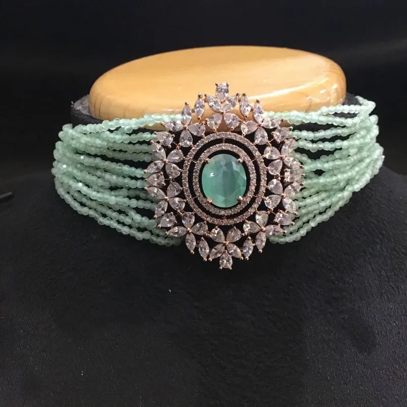 Mint Green Zircon/AD Choker Set