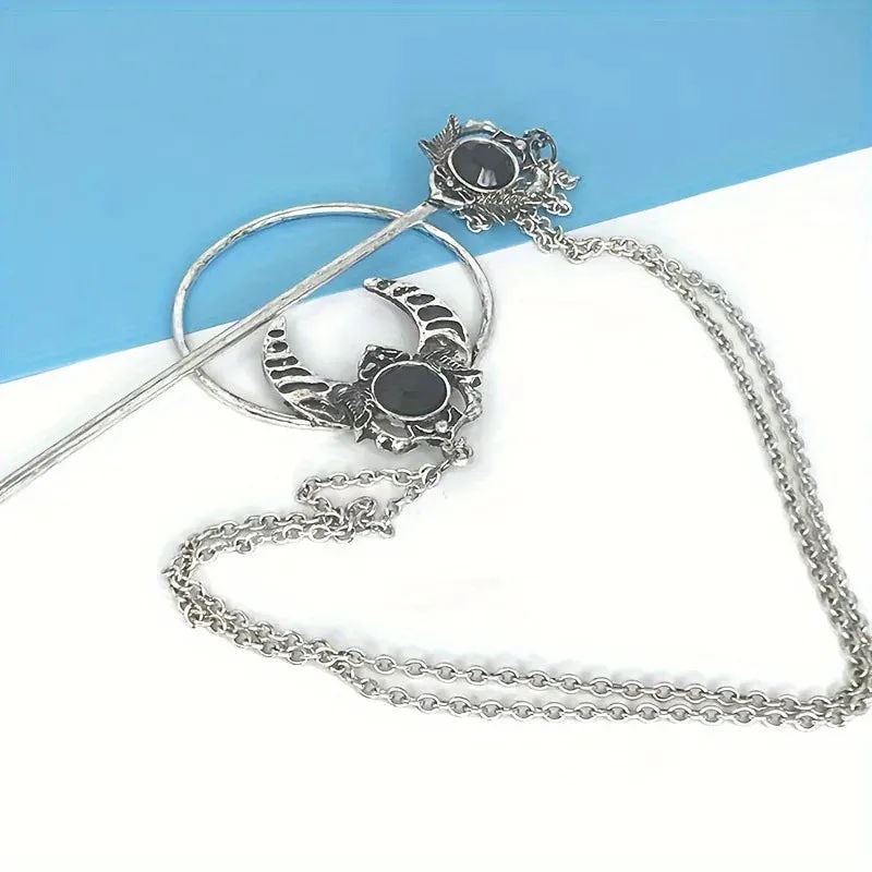 New Retro Exquisite Viking Witch Cane Crescent Hairpin Metal Hair Accessories For Women Jewelry Accessories Gift Wholesale