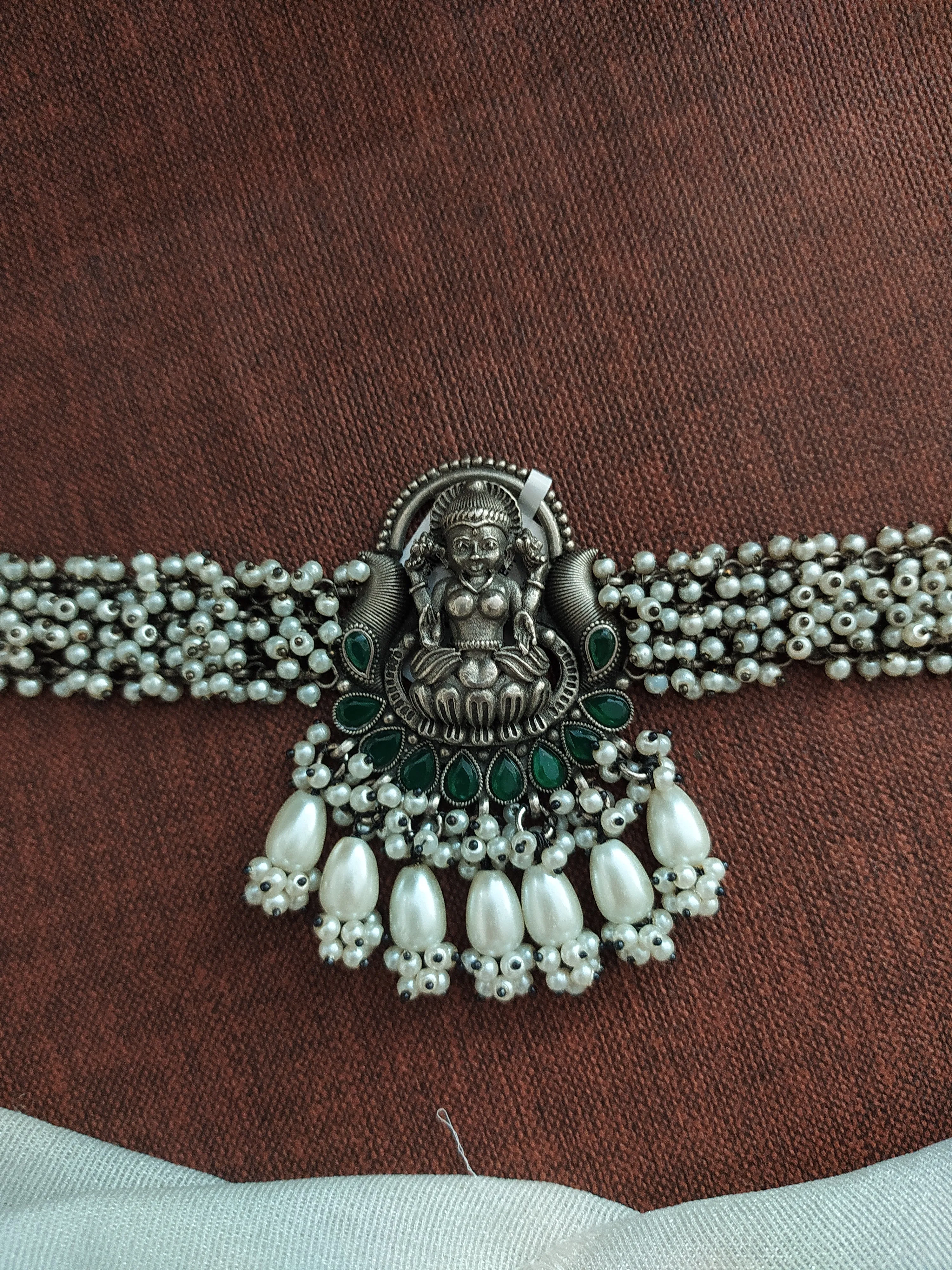 Oxidised Lakshmi Pearl Choker set
