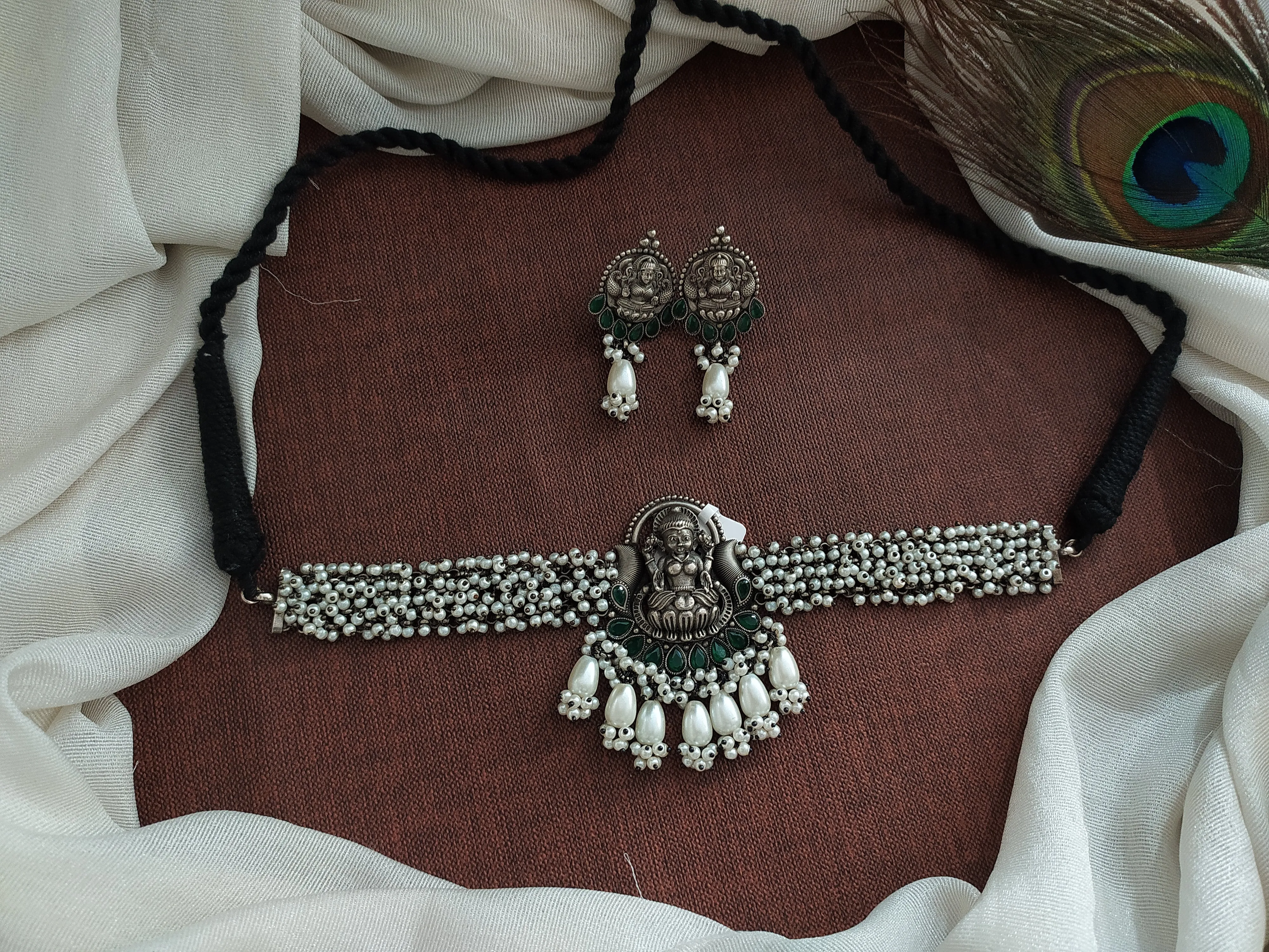 Oxidised Lakshmi Pearl Choker set