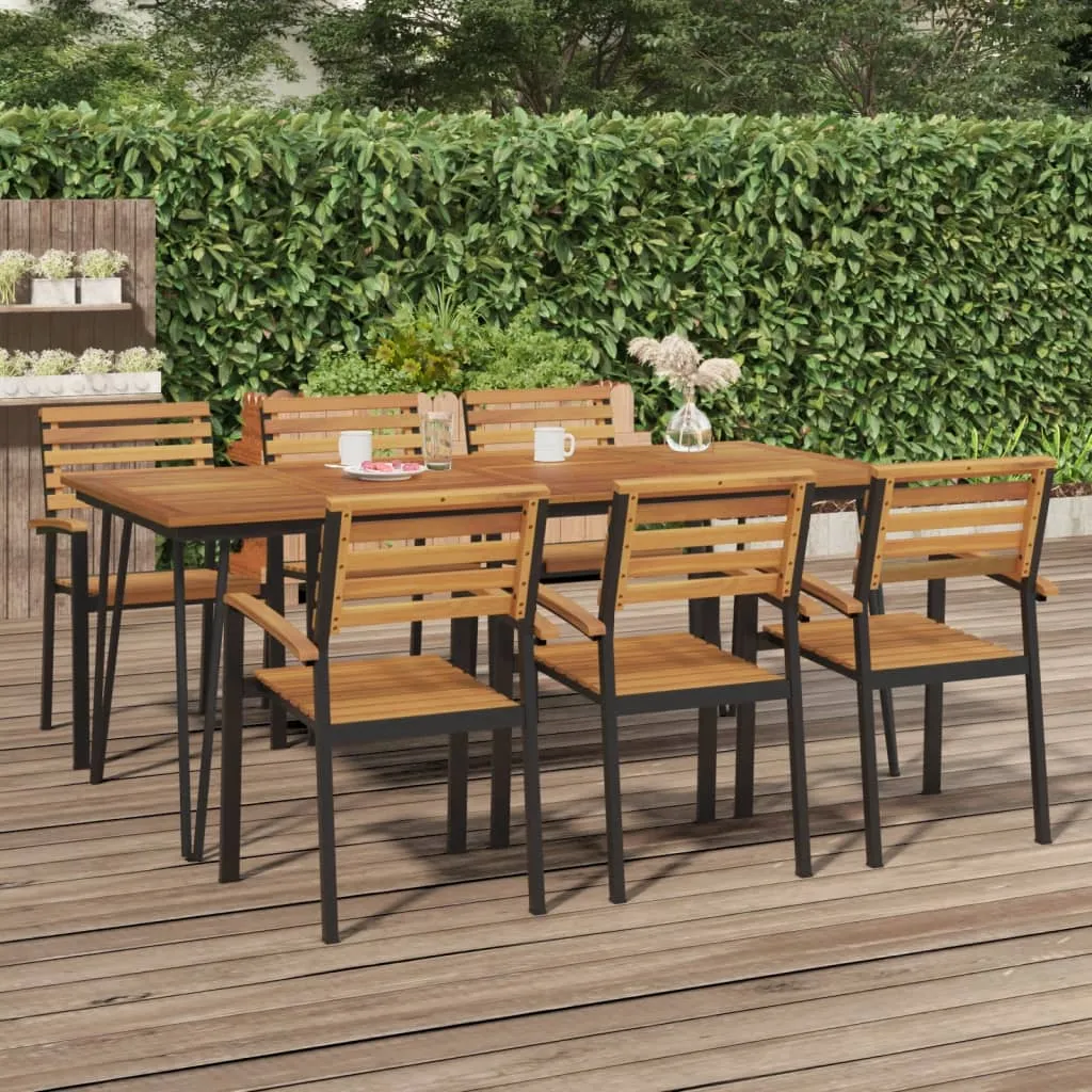 Patio Table Dining Table with Hairpin Legs for Porch Solid Wood Acacia