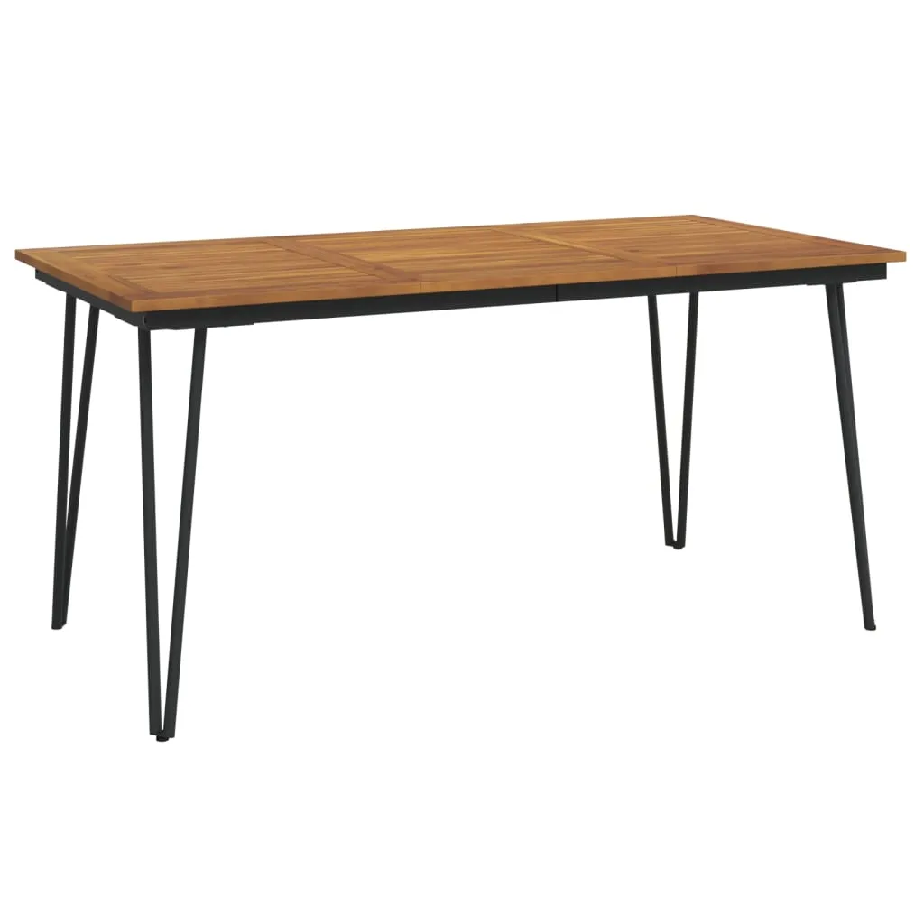 Patio Table Dining Table with Hairpin Legs for Porch Solid Wood Acacia
