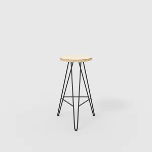 Plywood Bar Stool with Black Hairpin Base - Plywood Birch