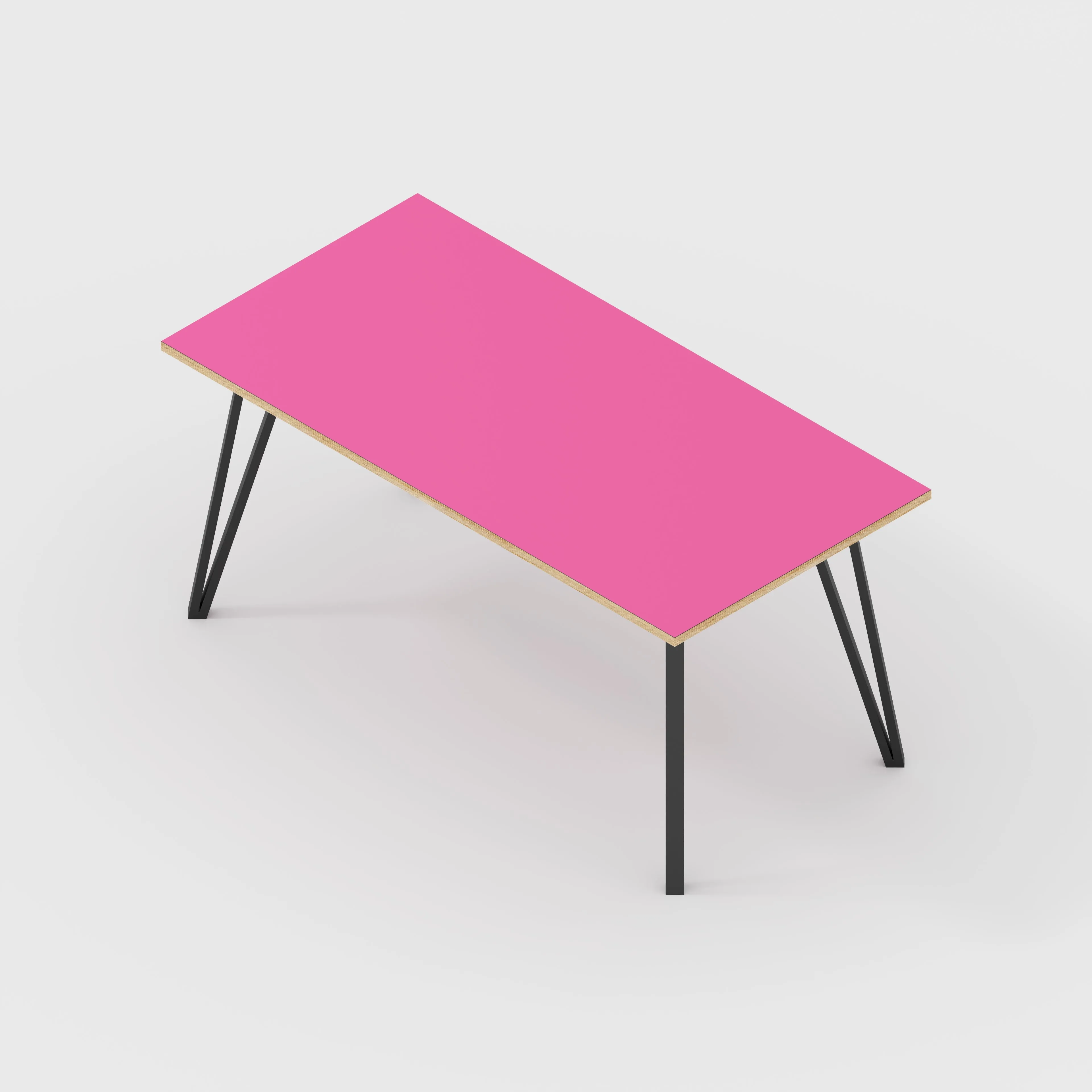 Plywood Table with Black Box Hairpin Legs - Formica Juicy Pink - 1600(w) x 800(d) x 735(h)